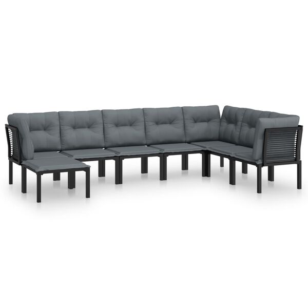 vidaXL Salon de jardin 8 pcs noir et gris résine tressée