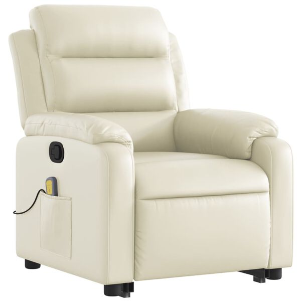 vidaXL Fauteuil inclinable de massage crème similicuir