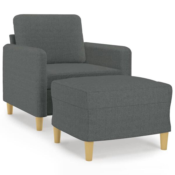 vidaXL Fauteuil avec repose-pied Gris foncé 60 cm Tissu