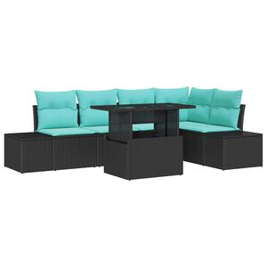 vidaXL Ensemble de canap&eacute; de jardin avec coussin 6 pcs Noir polyrotin