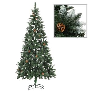 vidaXL Sapin de No&euml;l avec pommes de pin et paillettes blanches 210 cm