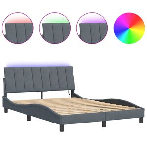 vidaXL Cadre de lit avec LED sans matelas Hanko gris foncé 137x190 cm velours