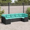 vidaXL Ensemble de canapé de jardin 7 pcs Noir et turquoise Poly rotin