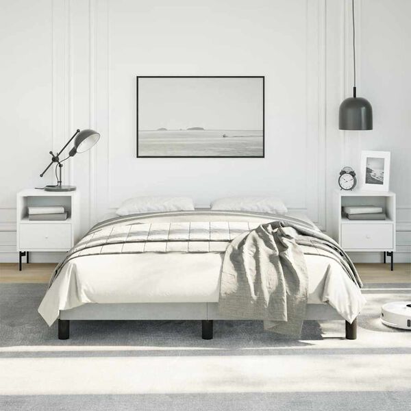 vidaXL Cadre de lit gris clair 137x190 cm velours