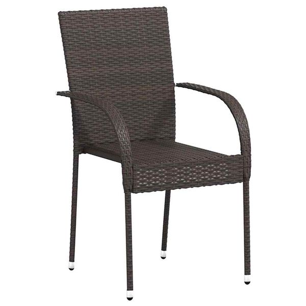 vidaXL Chaises empilables d'ext&eacute;rieur lot de 2 R&eacute;sine tress&eacute;e Marron