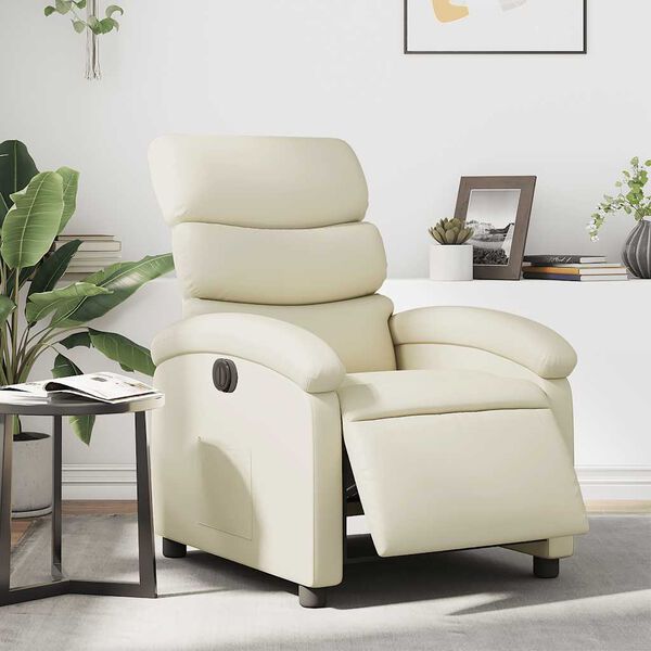 vidaXL Fauteuil inclinable &eacute;lectrique cr&egrave;me similicuir