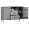 vidaXL Buffet avec pieds en m&eacute;tal Gris 113x40x77 cm Bois massif OSLO