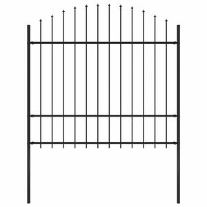 vidaXL Cl&ocirc;ture de jardin avec dessus en forme de lance en acier 170 x 175 cm Noir