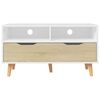 vidaXL Meuble TV blanc et chêne sonoma 90x40x48,5 cm bois d'ingénierie