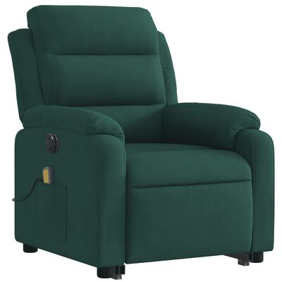 vidaXL Fauteuil inclinable de massage électrique vert foncé velours