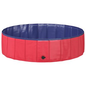 vidaXL Piscine de nage pliable pour chien Rouge et bleu PVC