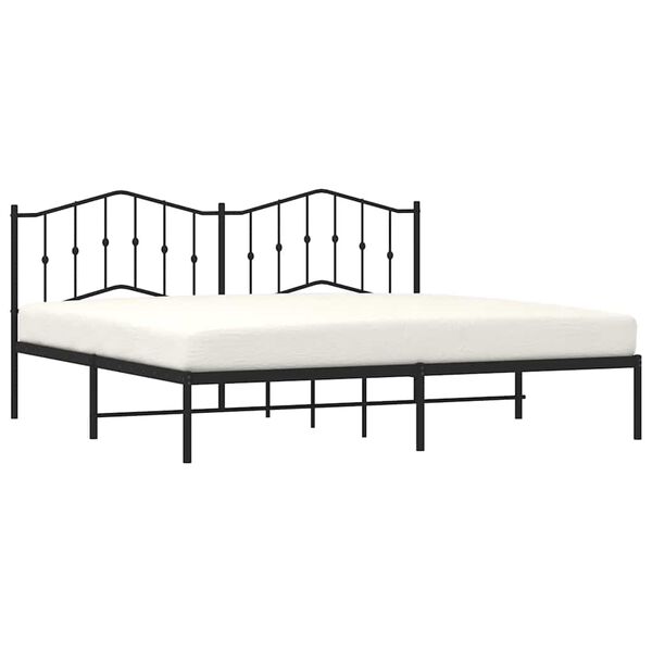 vidaXL Cadre de lit m&eacute;tal sans matelas avec t&ecirc;te de lit noir 193x203cm