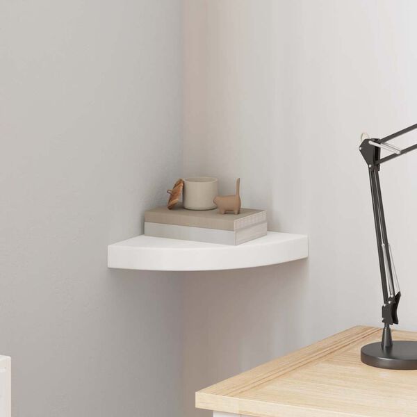 vidaXL &Eacute;tag&egrave;re d'angle flottante blanc 25x25x3,8 cm MDF