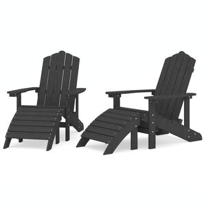 vidaXL Chaises Adirondack lot de 2 avec repose-pieds PEHD Anthracite