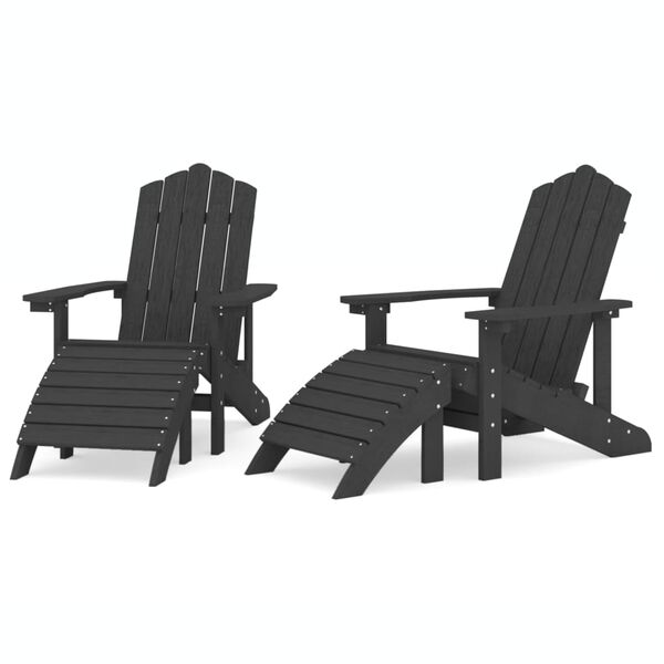 vidaXL Chaises Adirondack lot de 2 avec repose-pieds PEHD Anthracite