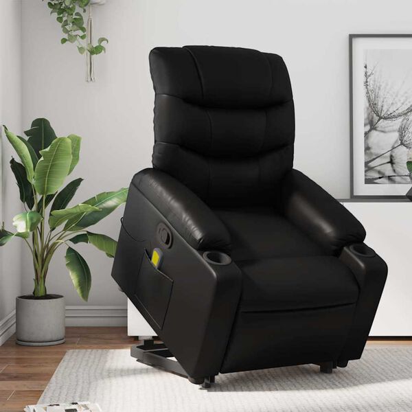 vidaXL Fauteuil inclinable de massage noir similicuir