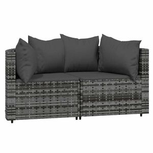 vidaXL Canap&eacute;s d'angle de jardin et coussins 2 pcs gris r&eacute;sine tress&eacute;e