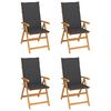 vidaXL Ensemble de 4 chaises pliantes en teck massif avec coussins anthracite