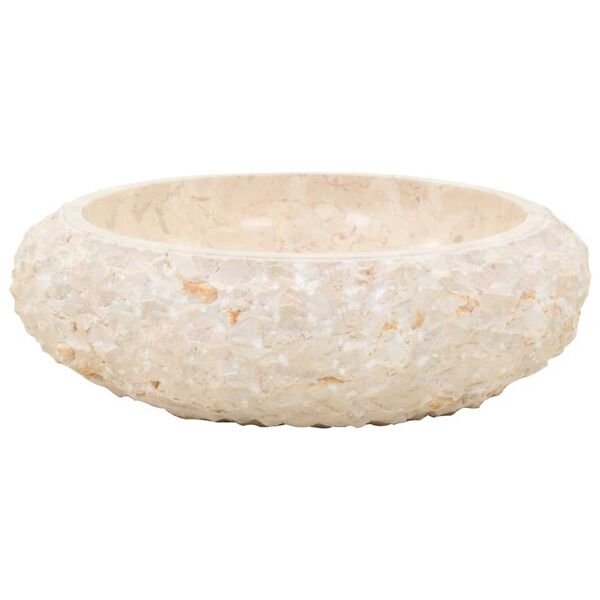 vidaXL Armoire de salle de bain et lavabos en marbre crème Teck massif