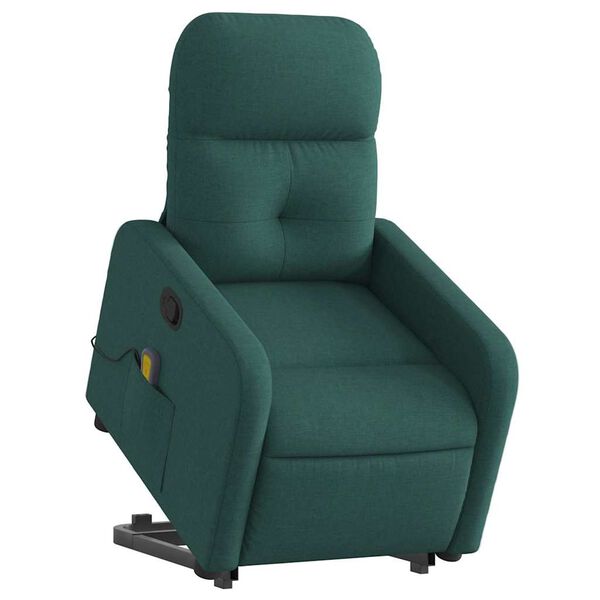vidaXL Fauteuil inclinable de massage vert foncé tissu