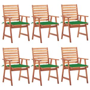 vidaXL Chaises &agrave; manger d'ext&eacute;rieur lot de 6 et coussins Acacia massif