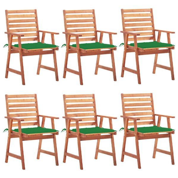 vidaXL Chaises &agrave; manger d'ext&eacute;rieur lot de 6 et coussins Acacia massif