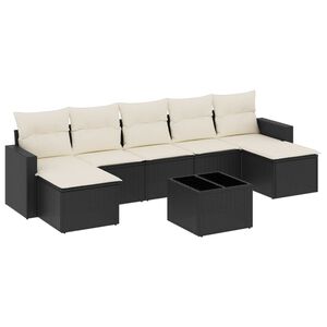 vidaXL Salon de jardin 8 pcs avec coussins noir r&eacute;sine tress&eacute;e