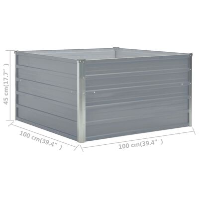 vidaXL Jardinière 100 x 100 x 45 cm Acier galvanisé Gris