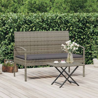 vidaXL Banc de jardin avec coussin gris 105 cm résine tressée