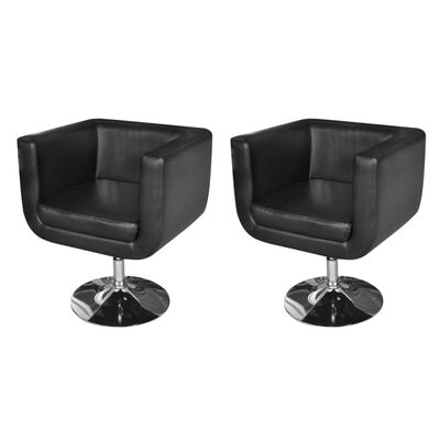 vidaXL Fauteuils avec base chromée lot de 2 noir similicuir