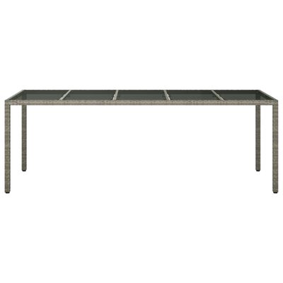 vidaXL Table de jardin gris 250x100x75 cm Verre trempé et poly rotin