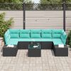 vidaXL Ensemble de canap&eacute; de jardin avec coussin 8 pcs Noir polyrotin