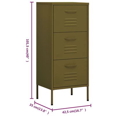 vidaXL Armoire de rangement Vert olive 42,5x35x101,5 cm Acier