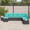 vidaXL Ensemble de canap&eacute; de jardin avec coussin 8 pcs Noir polyrotin
