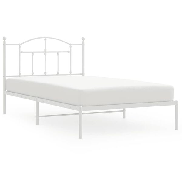 vidaXL Cadre de lit m&eacute;tal sans matelas et t&ecirc;te de lit blanc 100x200 cm