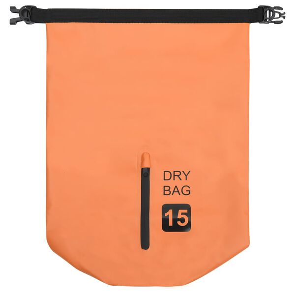 vidaXL Sac sec avec fermeture éclair Orange 15 L PVC