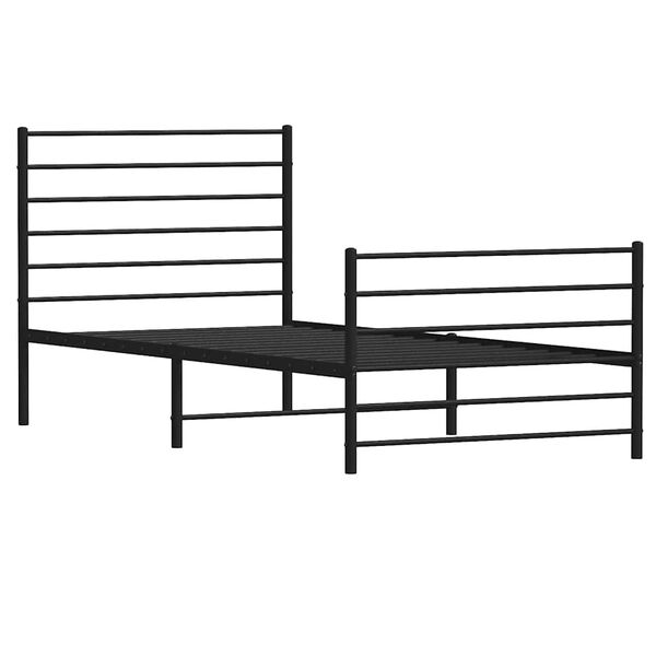 vidaXL Cadre de lit métal sans matelas et pied de lit noir 100x200 cm