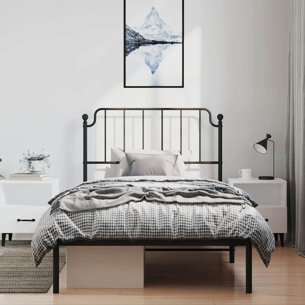 vidaXL Cadre de lit m&eacute;tal sans matelas avec t&ecirc;te de lit noir 100x200cm