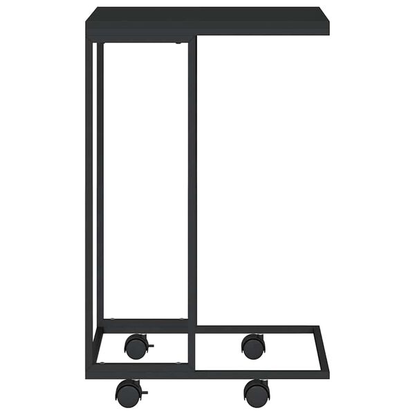 vidaXL Table d'appoint avec roues Noir 40x30x63,5 cm Bois d'ing&eacute;nierie