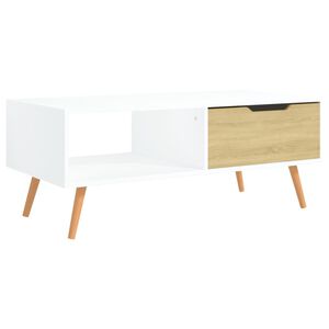 vidaXL Table basse Blanc et chêne Sonoma 100x49,5x43cm Bois ingénierie