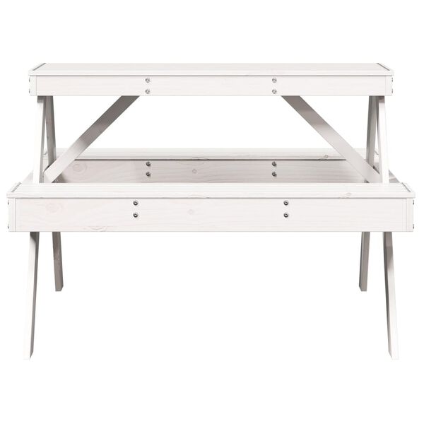 vidaXL Table de pique-nique blanc 105x134x75 cm bois massif de pin