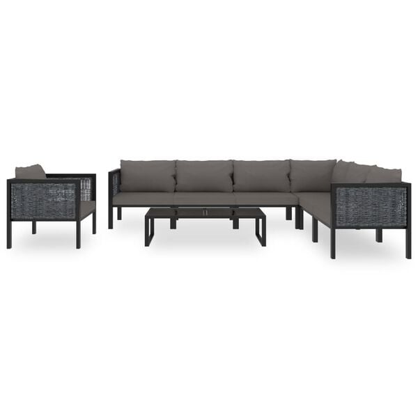 vidaXL Salon de jardin 8 pcs avec coussins R&eacute;sine tress&eacute;e Anthracite