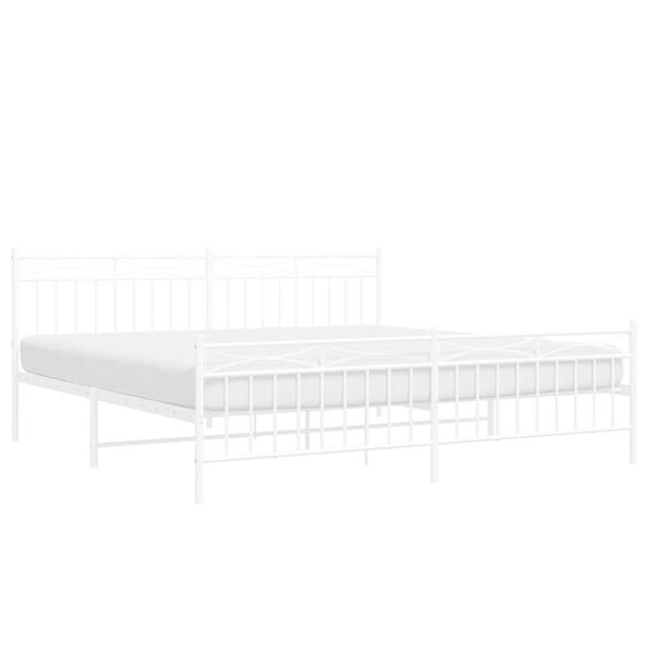 vidaXL Cadre de lit métal sans matelas et pied de lit blanc 193x203 cm