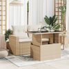 vidaXL Table de jardin dessus en verre beige 100x55x73 cm poly rotin