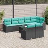 vidaXL Ensemble de canap&eacute; de jardin 9 pcs Noir et turquoise polyrotin