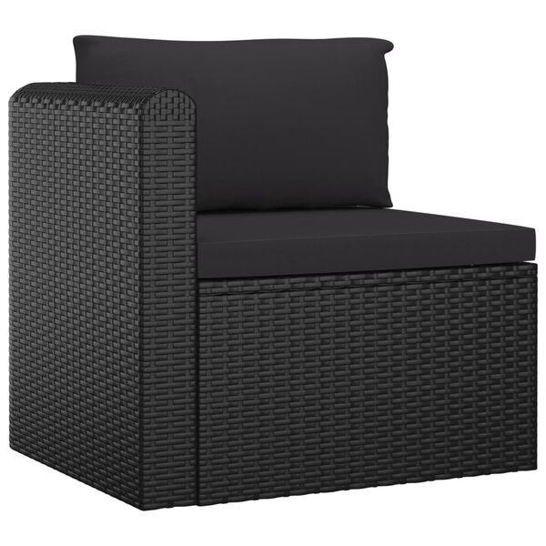 vidaXL Salon de jardin 9 pcs avec coussins R&eacute;sine tress&eacute;e Noir
