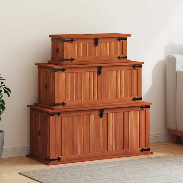 vidaXL Coffres de rangement 3 pcs Bois d'acacia solide