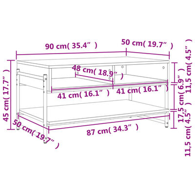 vidaXL Table basse chêne fumé 90x50x45 cm bois d'ingénierie