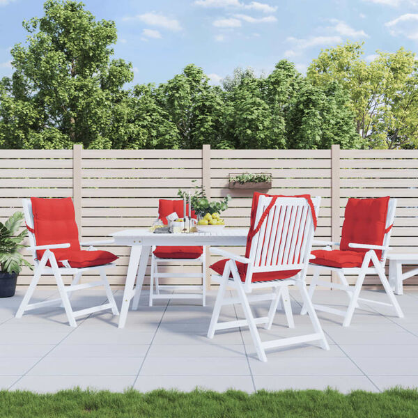 vidaXL Coussins de chaise &agrave; dossier bas lot de 4 rouge tissu oxford