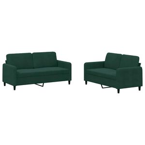 vidaXL Ensemble de canap&eacute;s 2 pcs vert fonc&eacute; velours